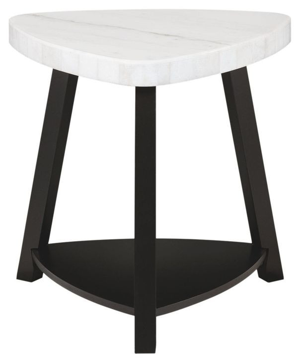 Raine White Triangular End Table