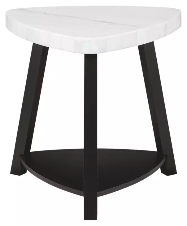 Raine White Triangular End Table