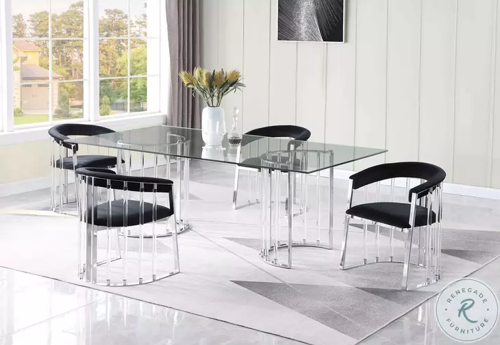 Trisha Clear Glass And Chrome 72" Dining Room Set