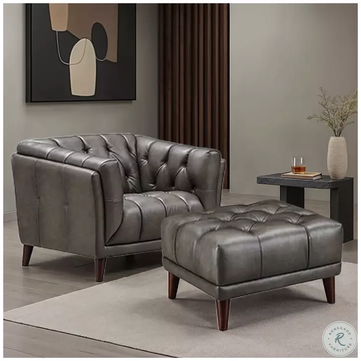 Trix Ash Leather Upholstered Lounge Chair