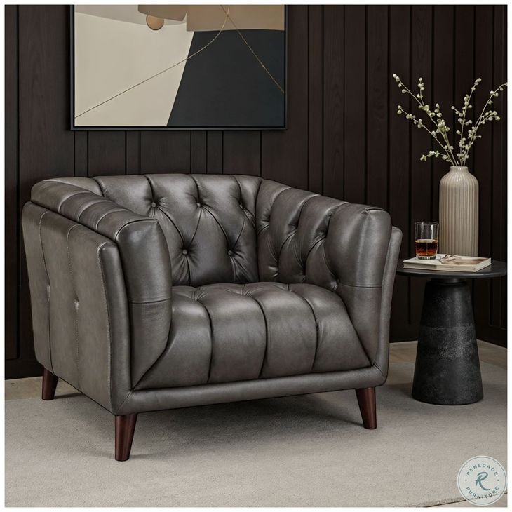 Trix Ash Leather Upholstered Lounge Chair