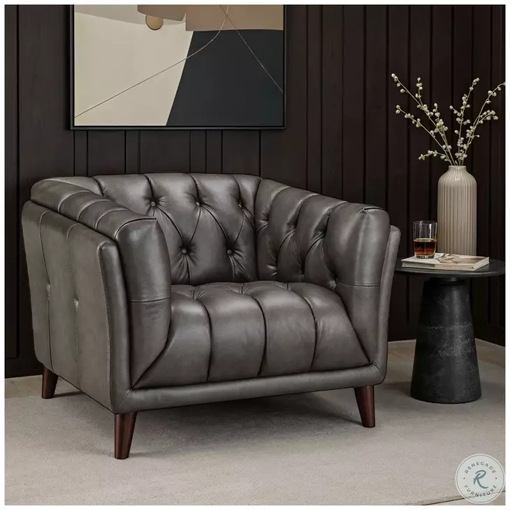 Trix Ash Leather Upholstered Lounge Chair