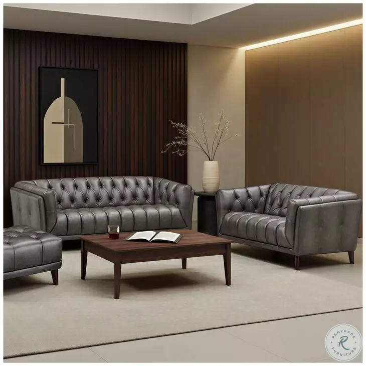 Trix Ash Leather 84" Sofa