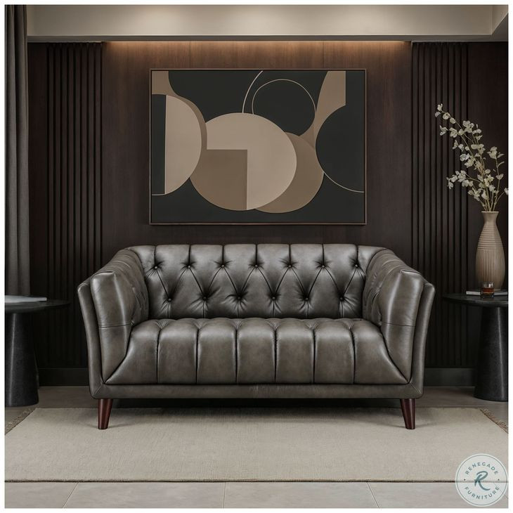 Trix Ash Leather 64" Loveseat