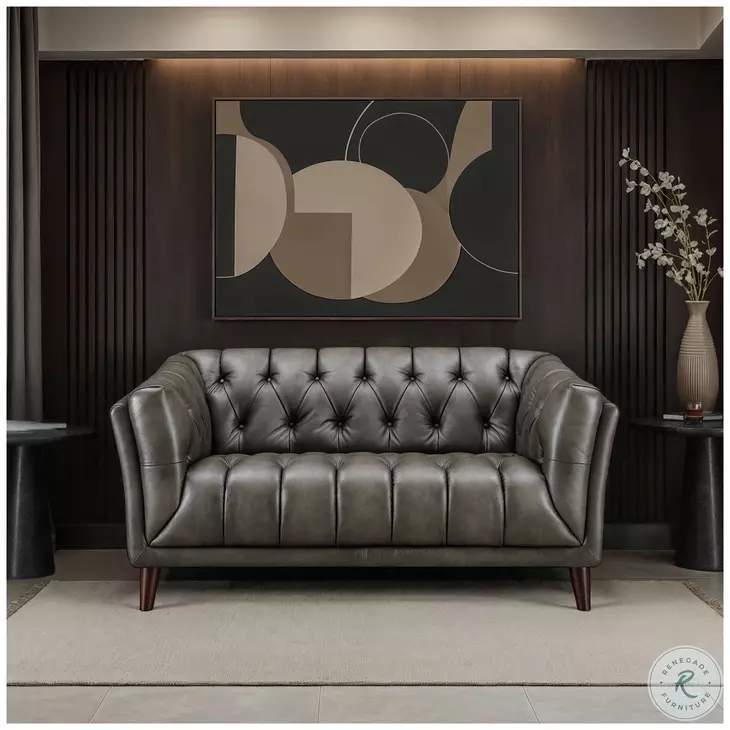 Trix Ash Leather 64" Loveseat