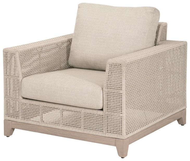 Tropez Beige Performance Fabric Outdoor Sofa Chair