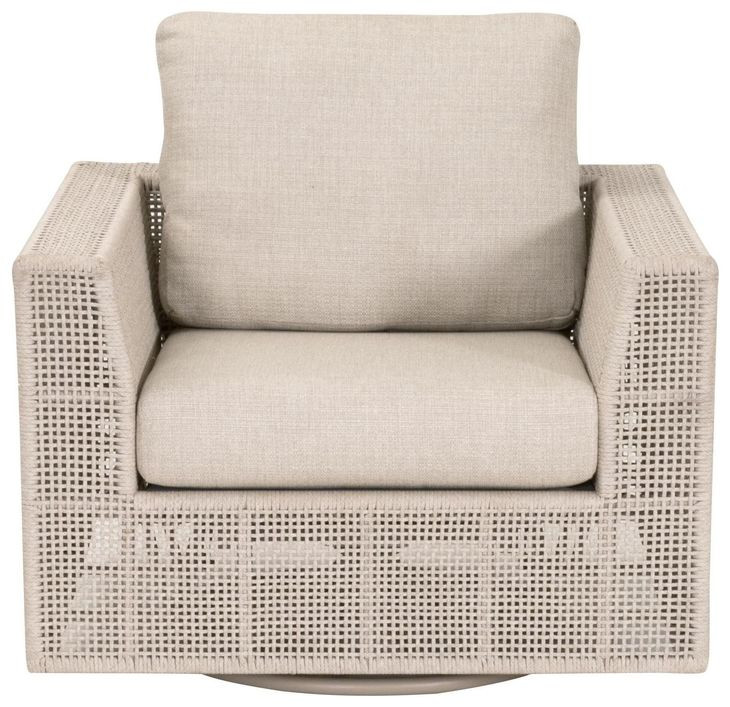 Tropez Beige Performance Fabric Outdoor Swivel Rocker Sofa Chair
