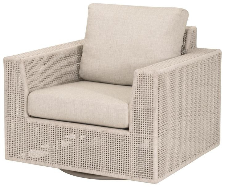 Tropez Beige Performance Fabric Outdoor Swivel Rocker Sofa Chair