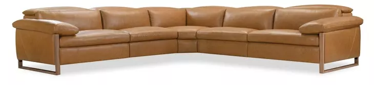 Jericho Rich Toffey Brown Leather 5 Piece Modular Power Reclining Sectional with Power Headrest