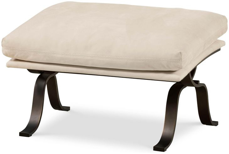 Tara Shaw Off White Leather Upholstered Rectangular Saint Laurent Ottoman