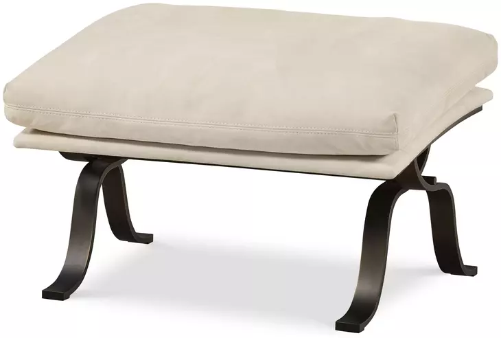 Tara Shaw Off White Leather Upholstered Rectangular Saint Laurent Ottoman