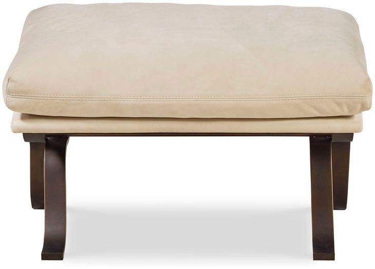 Tara Shaw Off White Leather Upholstered Rectangular Saint Laurent Ottoman