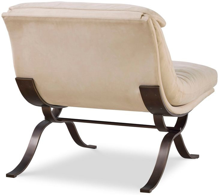 Tara Shaw Off White Leather Upholstered Saint Laurent Lounge Chair