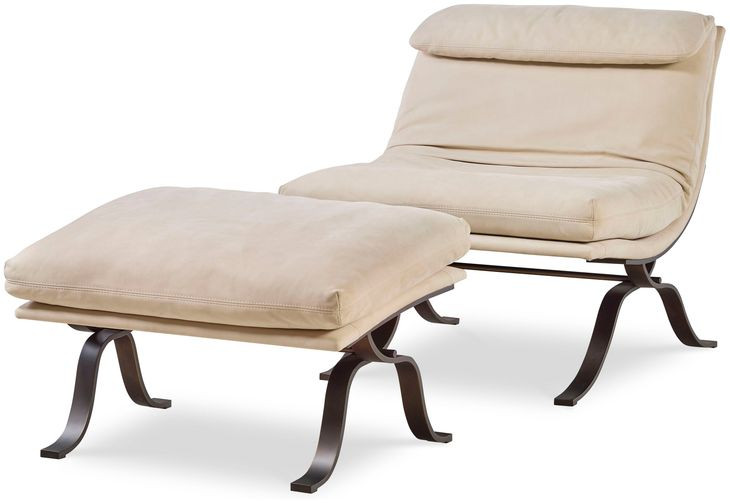 Tara Shaw Off White Leather Upholstered Rectangular Saint Laurent Ottoman