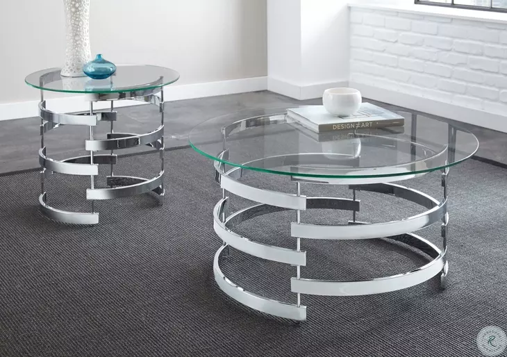 Tayside Chrome Glass Top End Table