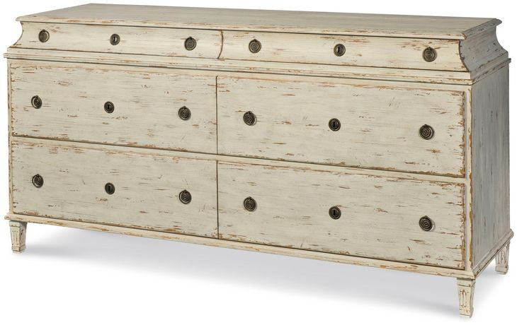 Tara Shaw Swedish Scraped Bone 6 Drawer Alexandre Ii Double Dresser