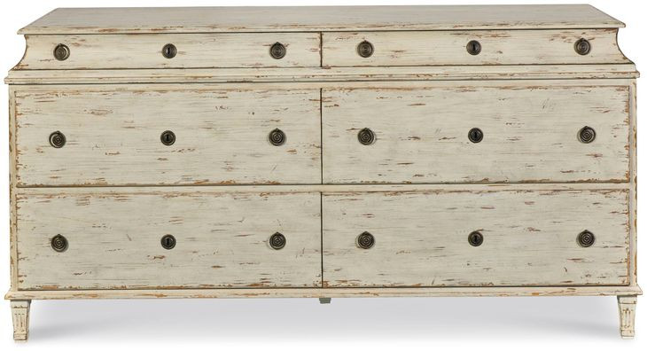 Tara Shaw Swedish Scraped Bone 6 Drawer Alexandre Ii Double Dresser