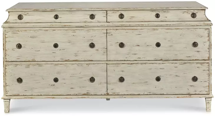 Tara Shaw Swedish Scraped Bone 6 Drawer Alexandre Ii Double Dresser