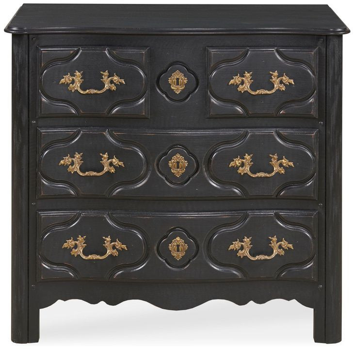 Tara Shaw French Ebonized Noir 3 Drawer Louis Xiv Nightstand