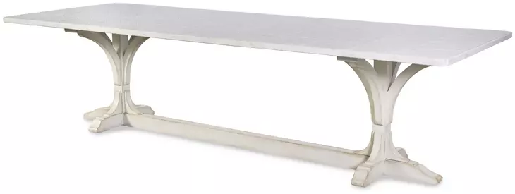 Tara Shaw Tuscan Aged White 96" Rectangular Marble Top Lucca Ii Dining Table
