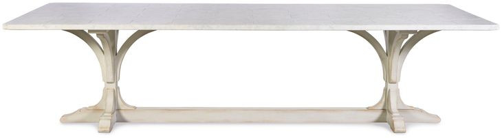 Tara Shaw Tuscan Aged White 120" Rectangular Marble Top Lucca Ii Dining Table