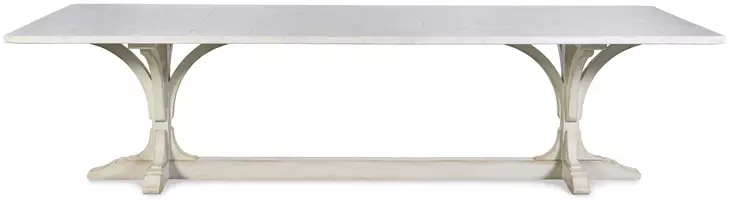Tara Shaw Tuscan Aged White 96" Rectangular Marble Top Lucca Ii Dining Table