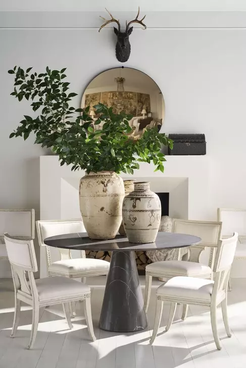 Tara Shaw Smokey Gray 54" Round Pontchartrain Dining Table