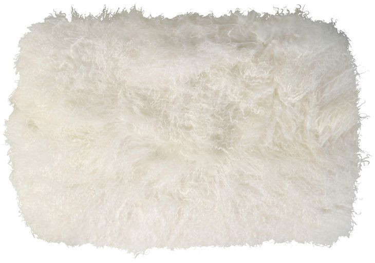 Tara Shaw White Upholstered Pompiduo Italian Mongolian Lamb Stool