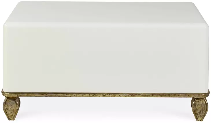 Tara Shaw Lacquered White and Gold Rectangular Loire Cocktail Table