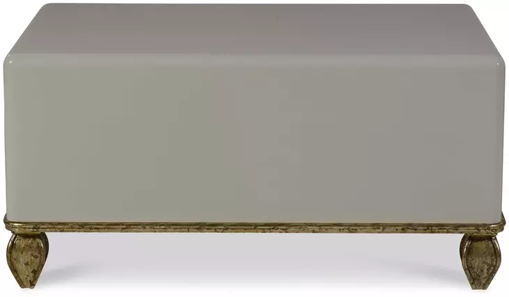 Tara Shaw Lacquered Gray and Gold Rectangular Loire Cocktail Table