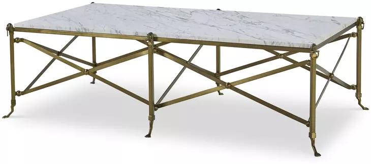 Tara Shaw Cream and Gold Rectangular Sainte Croix Cocktail Table