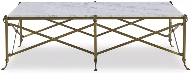 Tara Shaw Cream and Gold Rectangular Sainte Croix Cocktail Table