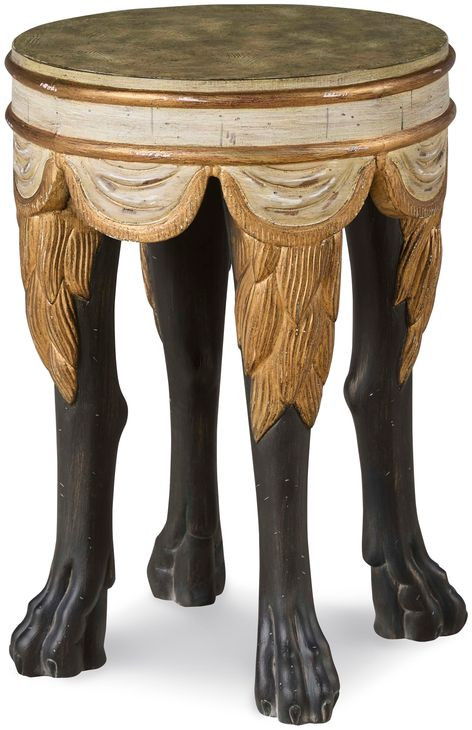 Tara Shaw Aged Ivory and Distressed Gold Round Sainte Rome Accent Table