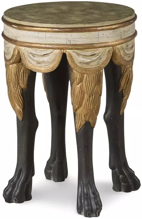 Tara Shaw Aged Ivory and Distressed Gold Round Sainte Rome Accent Table