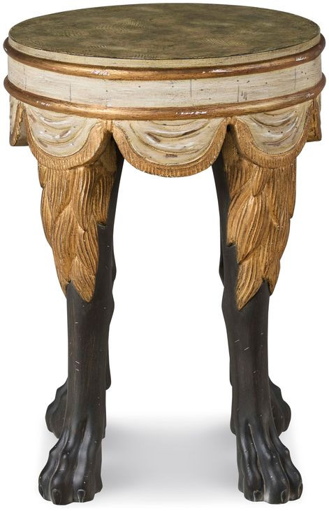 Tara Shaw Aged Ivory and Distressed Gold Round Sainte Rome Accent Table