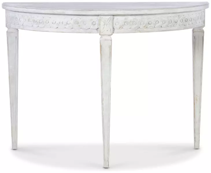 Tara Shaw Swedish Rubbed White D Shape Petite Lutetia Console Table