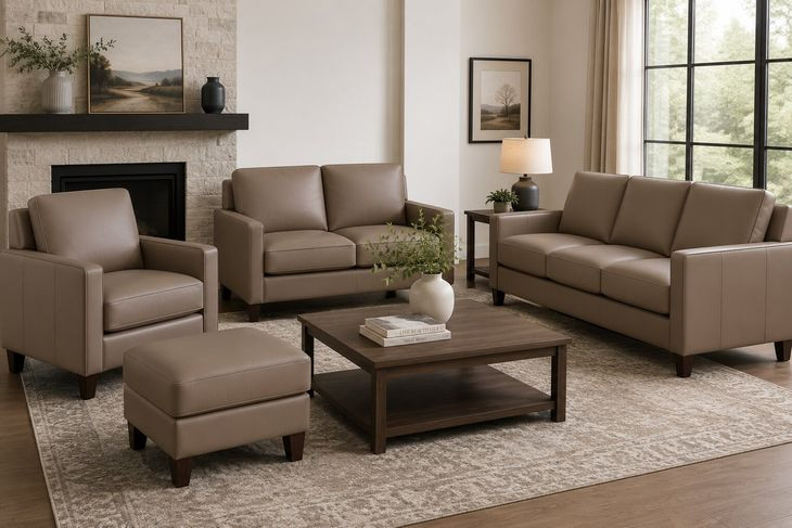 Arden Taupe Leather Living Room Set