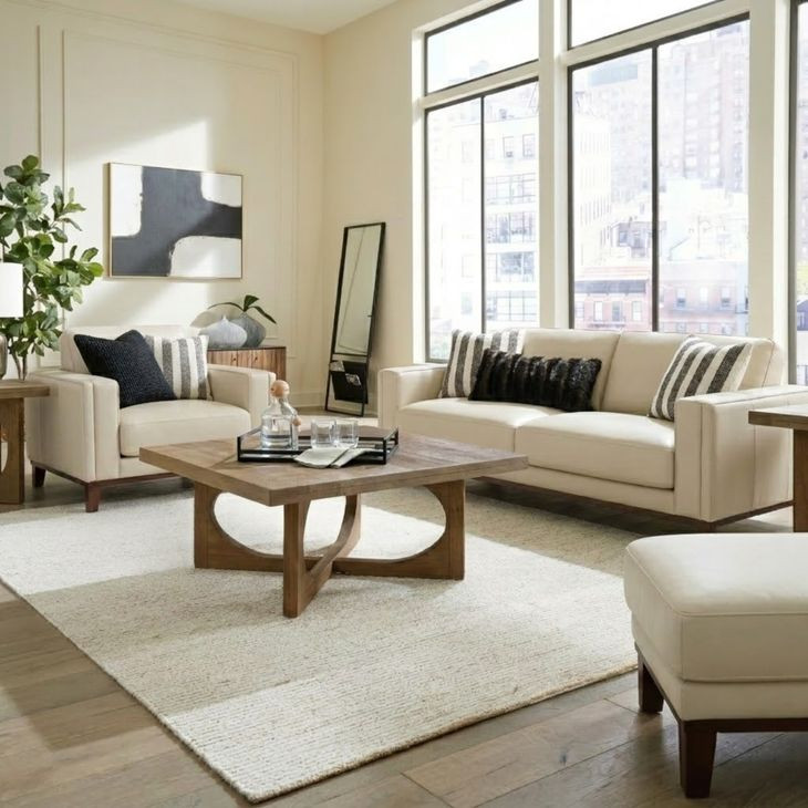 Axton Natural Leather Upholstered Accent Chair
