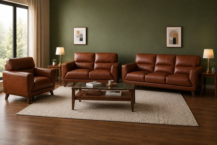Colton Brandy Leather Living Room Set