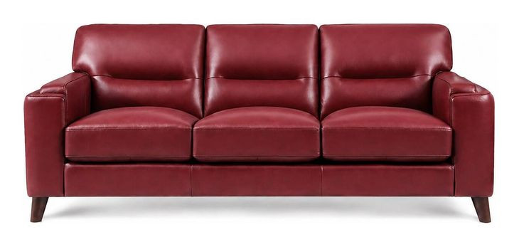 Elwyn Cranberry Leather 87" Sofa