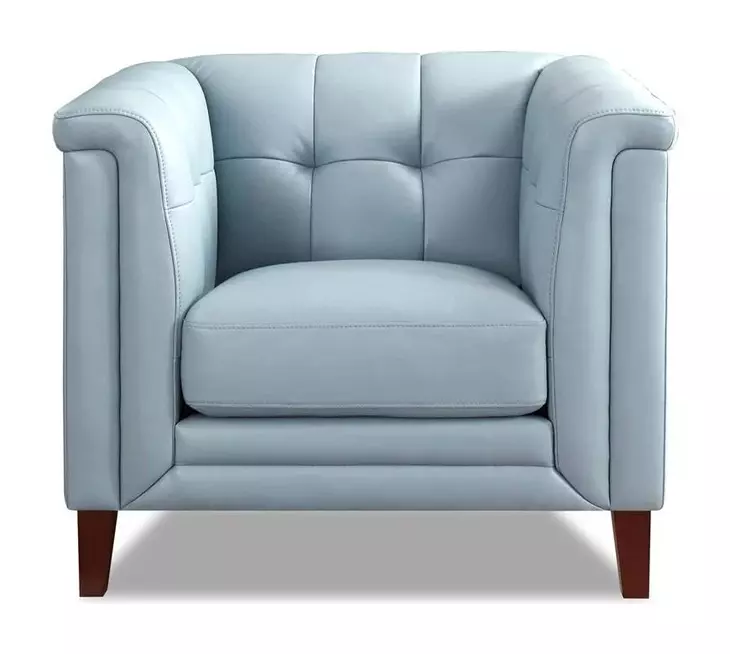 Elric Spa Blue Leather Upholstered Accent Chair