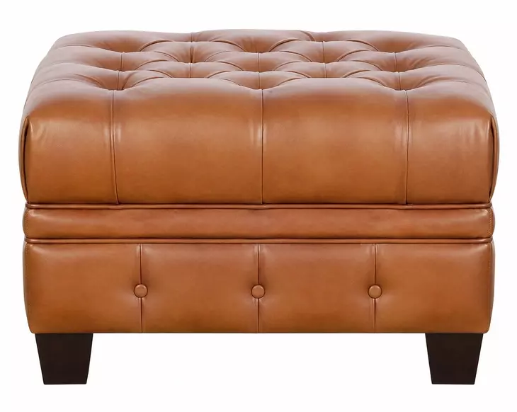 Haworth Saddle Leather Upholstered Rectangular Ottoman