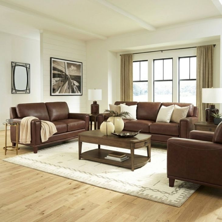 Halwyn Pecan Leather 65" Loveseat