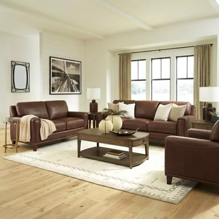 Halwyn Pecan Leather 65" Loveseat