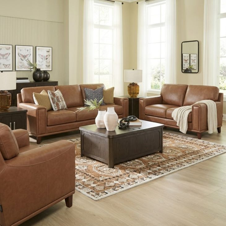 Halwyn Nutmeg Leather Upholstered Accent Chair