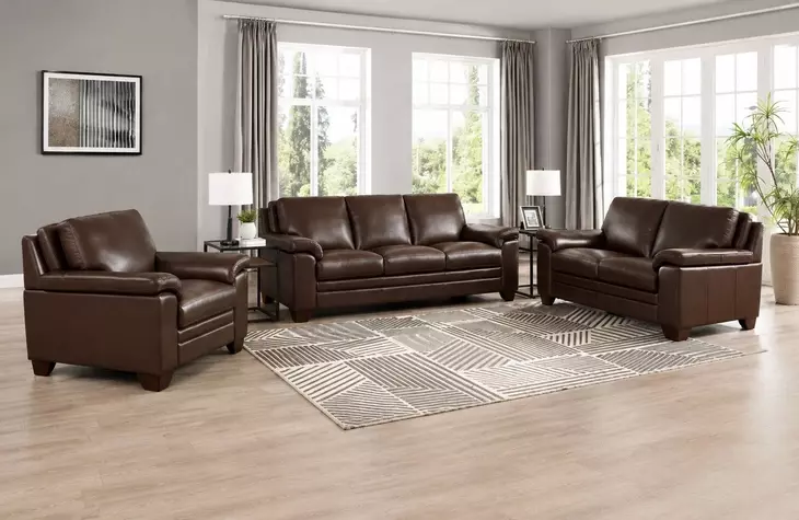 Ironvale Chestnut Leather Living Room Set
