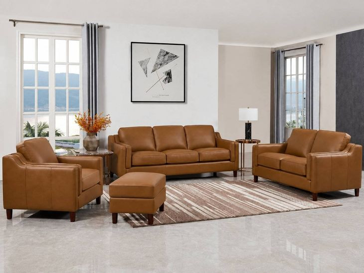 Isla Cognac Leather Living Room Set