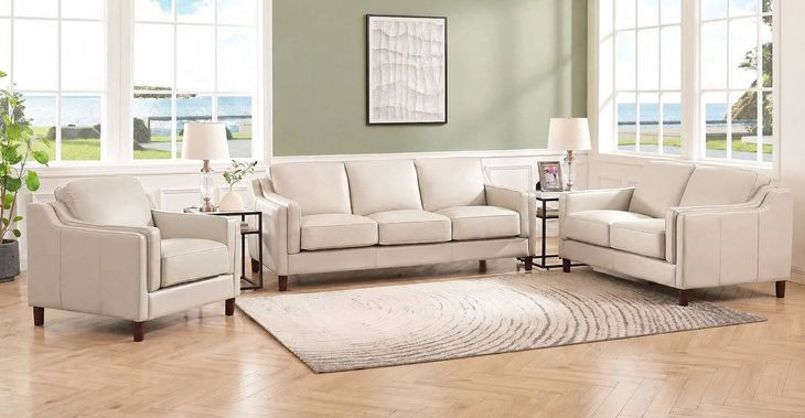 Isla Vanilla Leather Living Room Set