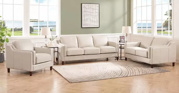 Isla Vanilla Leather Living Room Set