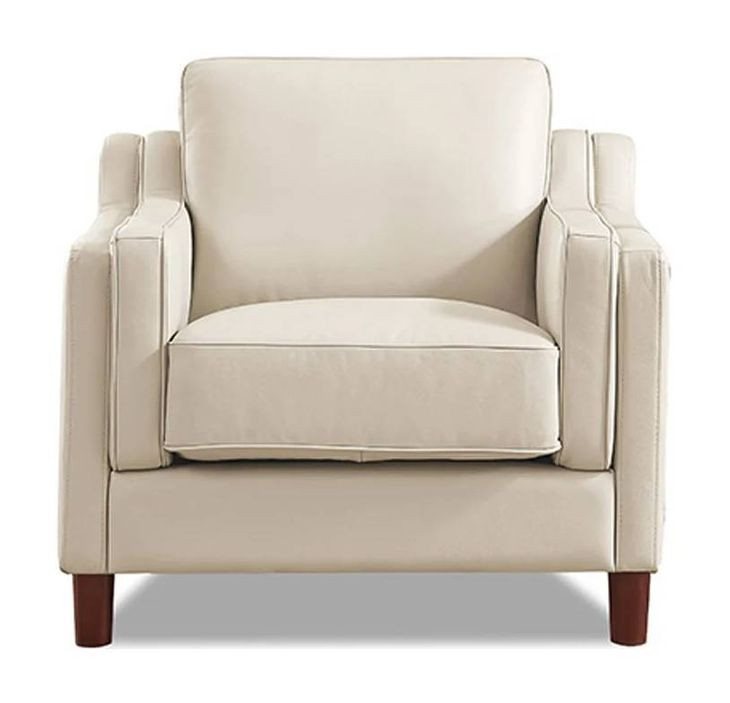 Isla Vanilla Leather Upholstered Accent Chair
